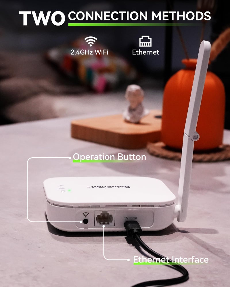 RAINPOINT WiFi Water Timer for Garden Hose, 2 Zone Smart Hose Timer WiFi Sprinkler Controller with Antenna Gateway (Support WiFi & Ethernet Connection), Automatic Watering System for Lawn and Yard - Image 2